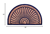 Half Round Rubber Back Coir Doormat, Fan, 18-Inch by 30-Inch